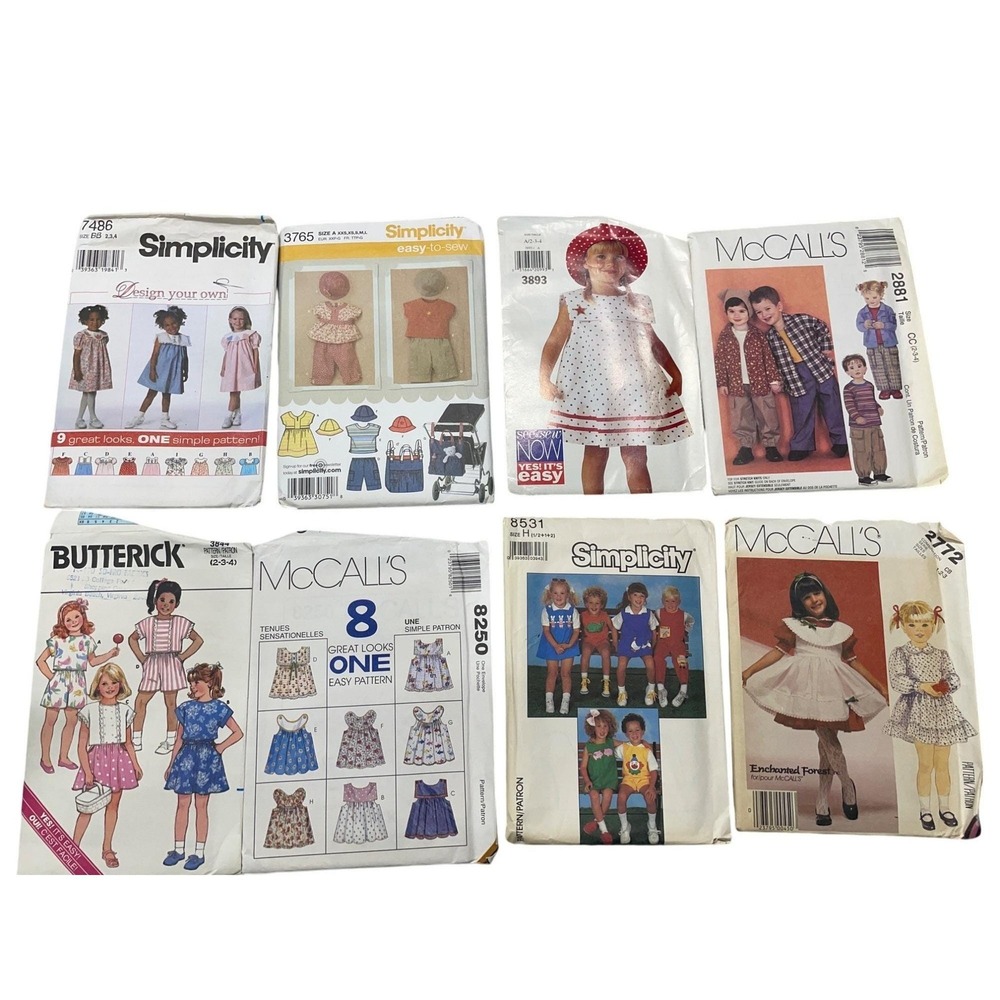Simplicity McCall Butterick Sewing Pattern Lot Kids Toddler Size 2-4 Uncut FF